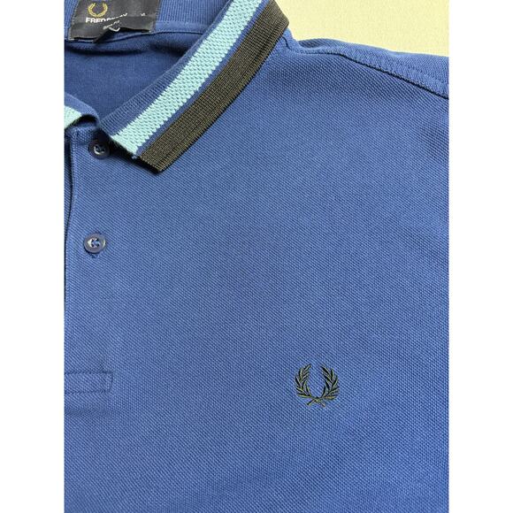 Fred Perry Men's Polo Shirt Slim Fit Blue XL Short Sleeve Cotton Pique - Picture 5 of 9